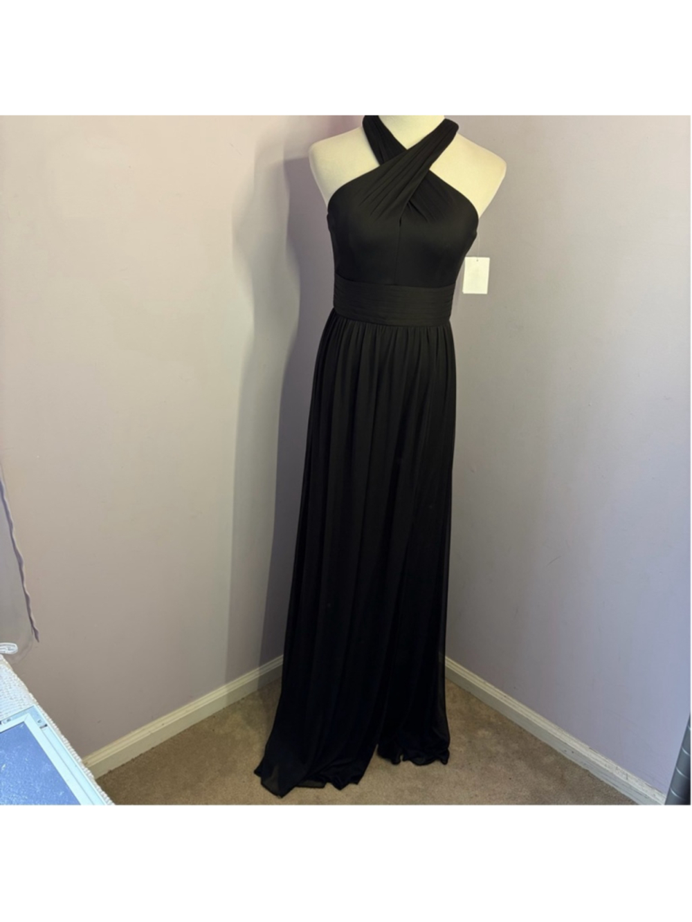 David’s Bridal Long Chiffon Crisscross Dress, NWT, Size 4